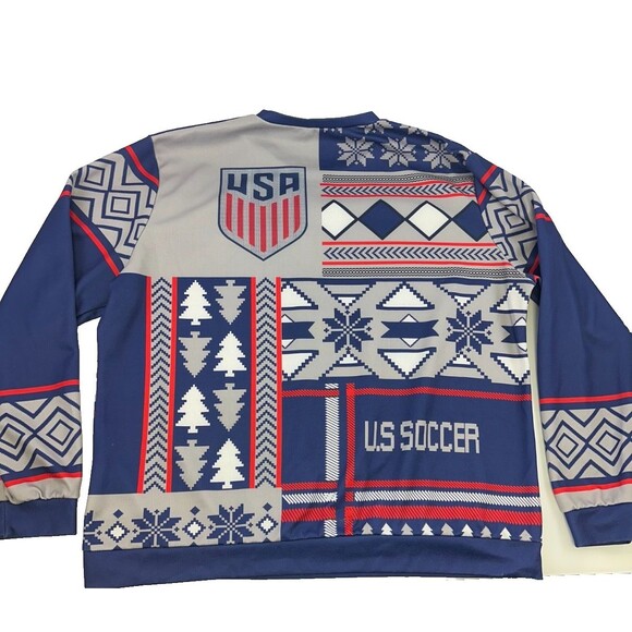 USA Soccer Ugly Christmas Sweater Shirt Pullover Lightweight Blue Red Mens 3XL - Picture 11 of 13
